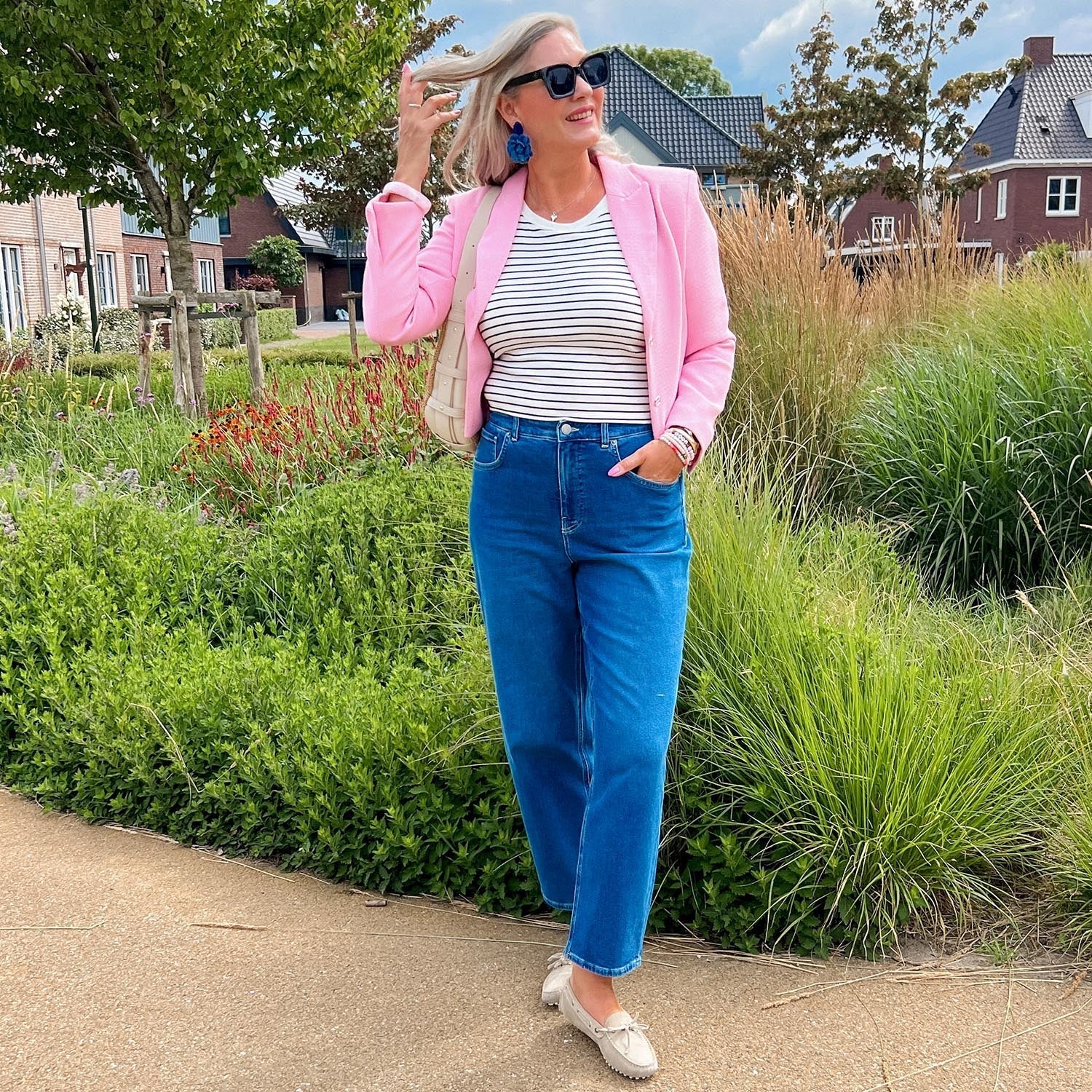 Organic Mom Jeans - Atlantic